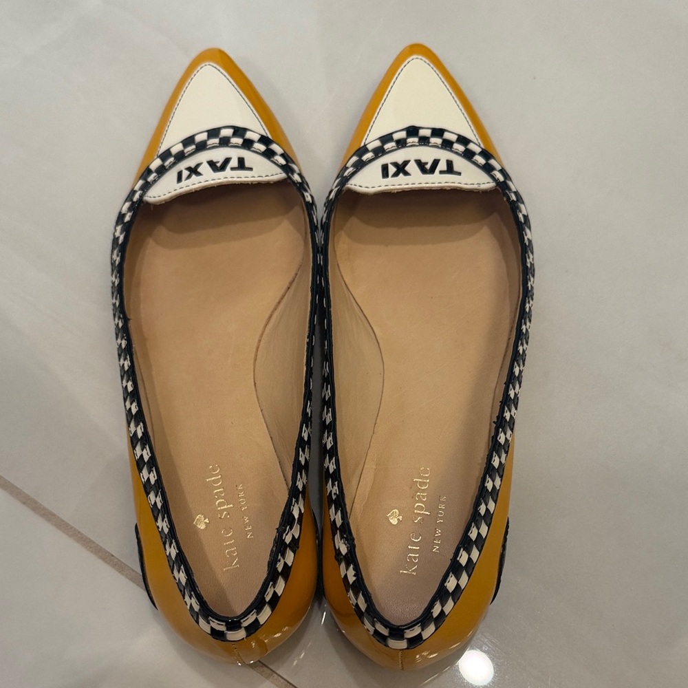 Kate Spade Yellow and White Taxi Flats - Picture 10 of 11